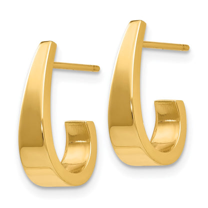 14K Yellow Gold Small Polished J Hoop Earrings
