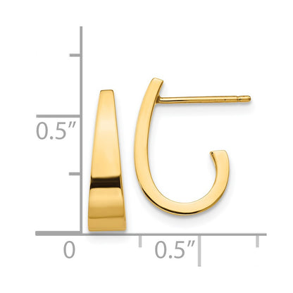 14K Yellow Gold Small Polished J Hoop Earrings