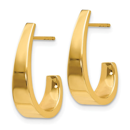 14K Yellow Gold Medium Polished J Hoop Earrings