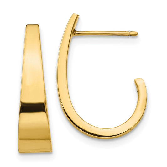 14K Yellow Gold Medium Polished J Hoop Earrings