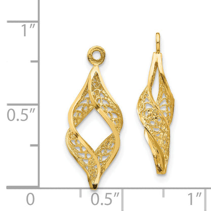 14K Yellow Gold Polished Filigree Swirl Earring Jackets