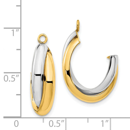 14K Two Tone Polished Double J Hoop Earring Jackets