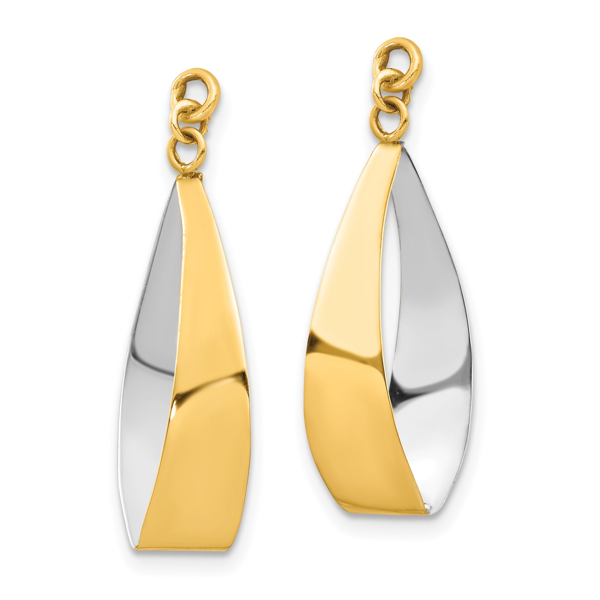 14K Yellow & Rhodium Polished Reversible Dangle Earring Jackets