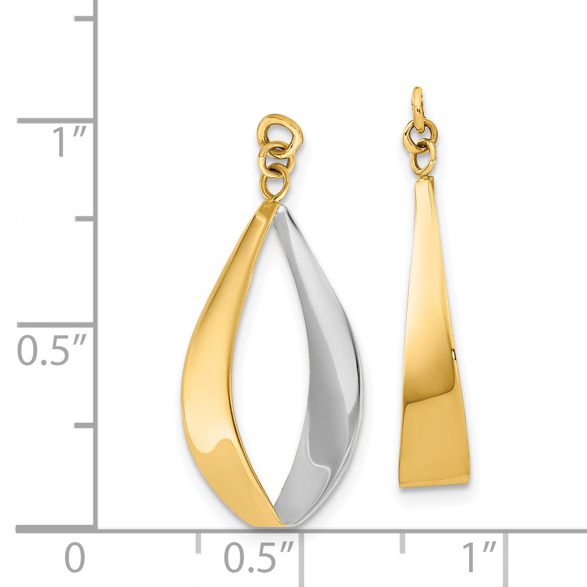 14K Yellow & Rhodium Polished Reversible Dangle Earring Jackets