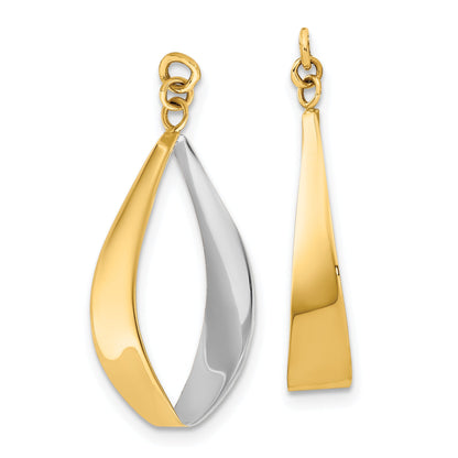14K Yellow & Rhodium Polished Reversible Dangle Earring Jackets