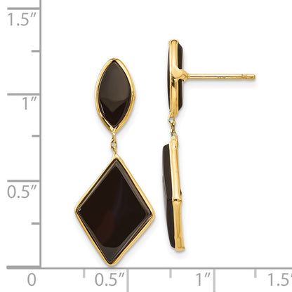 14K Yellow Gold Onyx Dangle Earrings