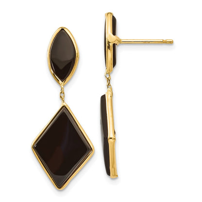 14K Yellow Gold Onyx Dangle Earrings