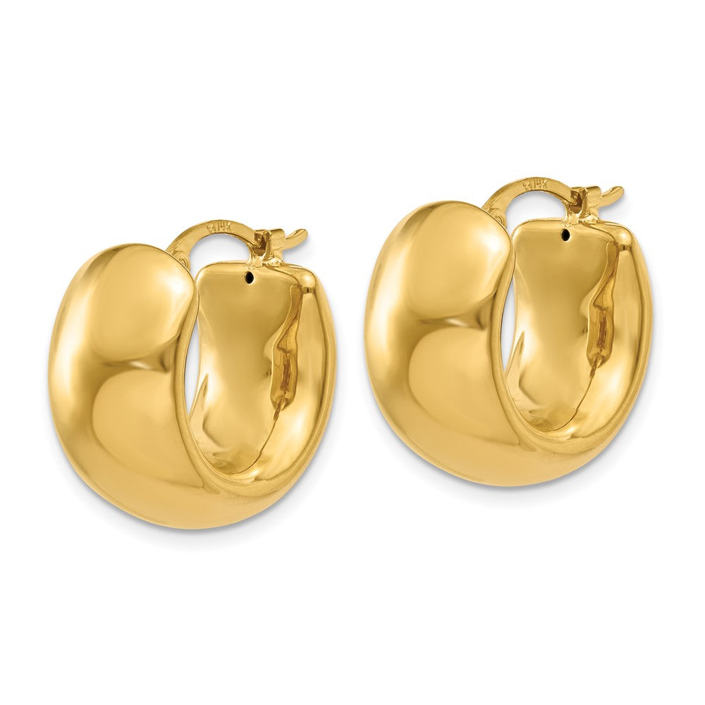 14K Yellow Gold Wide Puffed Hoop Earrings