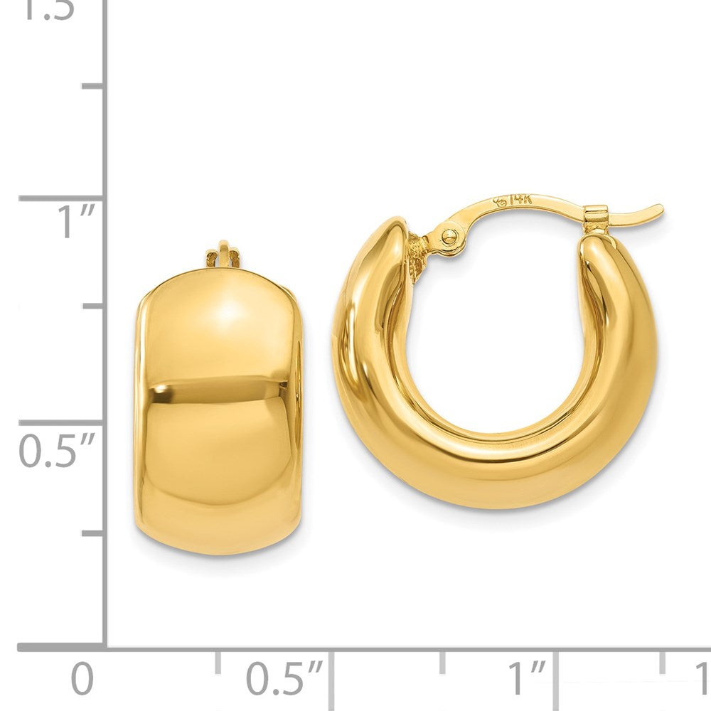14K Yellow Gold Wide Puffed Hoop Earrings