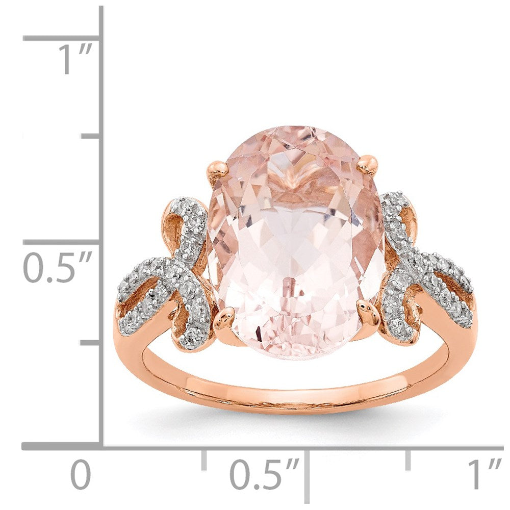 14k Rose Gold Real Diamond and Morganite Oval Ring