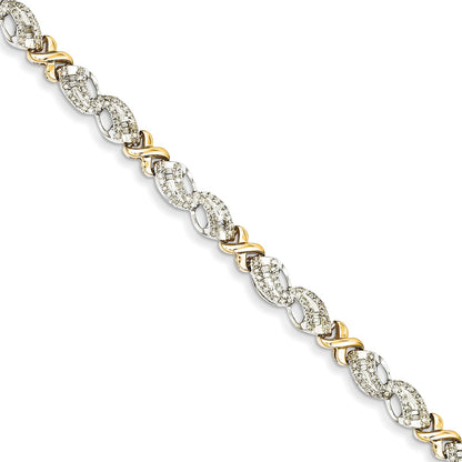 14K Two Tone Diamond X Bracelet