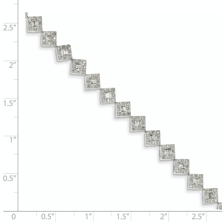 14K White Gold Diamond Square Link Bracelet