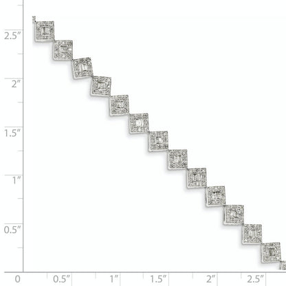 14K White Gold Diamond Square Link Bracelet