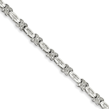 14K White Gold Diamond X Bracelet