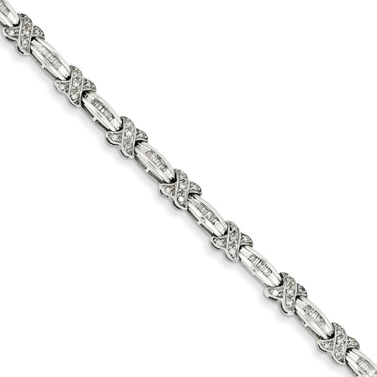 14K White Gold Diamond X Bracelet