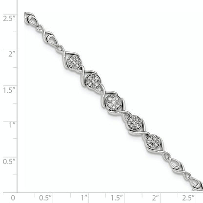 14K White Gold Polished Diamond Bracelet