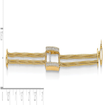 14K Yellow Gold Polished Diamond 2 Strand Bracelet