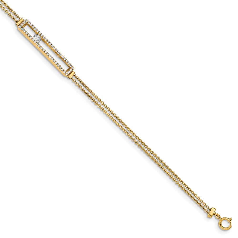 14K Yellow Gold Polished Diamond 2 Strand Bracelet