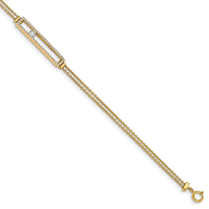 14K Yellow Gold Polished Diamond 2 Strand Bracelet