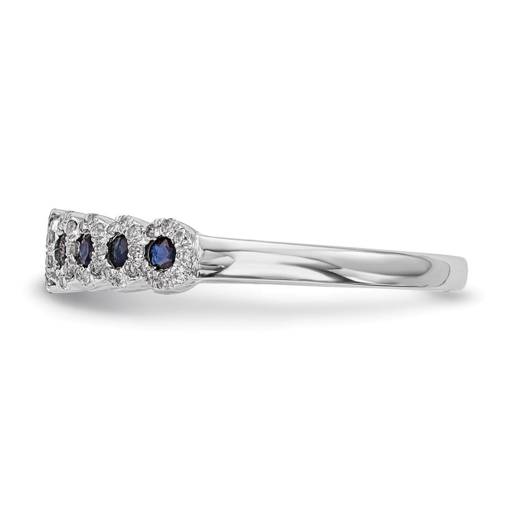 14k White Gold Real Diamond and Sapphire Polished Ring