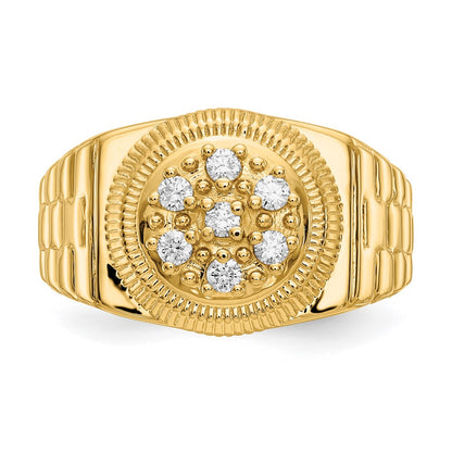 14K Yellow Gold Aaa Diamond Men'S Ring