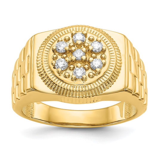 14K Yellow Gold A Diamond Men'S Ring