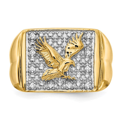14K Yellow & Rhodium Aaa Diamond Men'S Ring