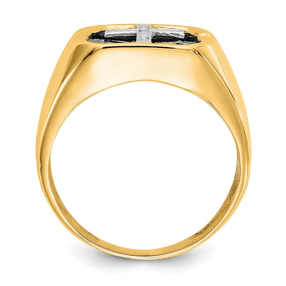 14K Yellow Gold Aa Diamond Men'S Cross Ring