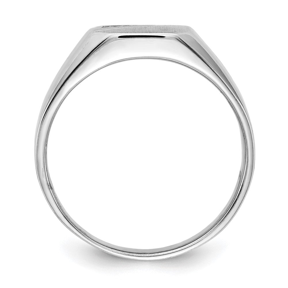14K White Gold 9.0x10.0mm Open Back AA Real Diamond Signet Ring