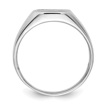 14K White Gold 9.0x10.0mm Open Back AA Real Diamond Signet Ring
