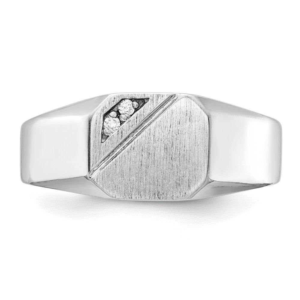 14K White Gold 9.0x10.0mm Open Back AAA Real Diamond Signet Ring