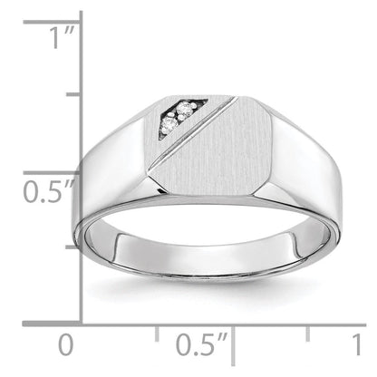 14K White Gold 9.0x10.0mm Open Back AA Real Diamond Signet Ring