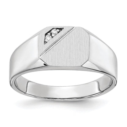 14K White Gold 9.0x10.0mm Open Back VS Real Diamond Signet Ring