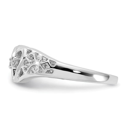 14k White Gold A Real Diamond heart ring