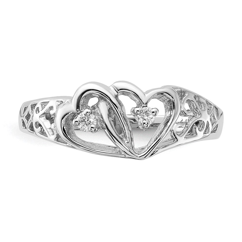 14k White Gold VS Real Diamond heart ring
