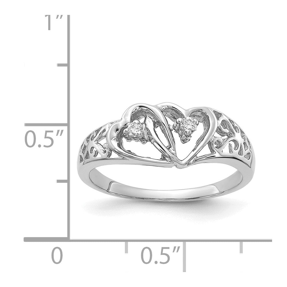14k White Gold A Real Diamond heart ring
