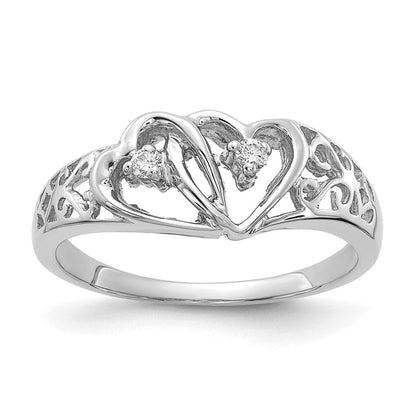 14k White Gold A Real Diamond heart ring