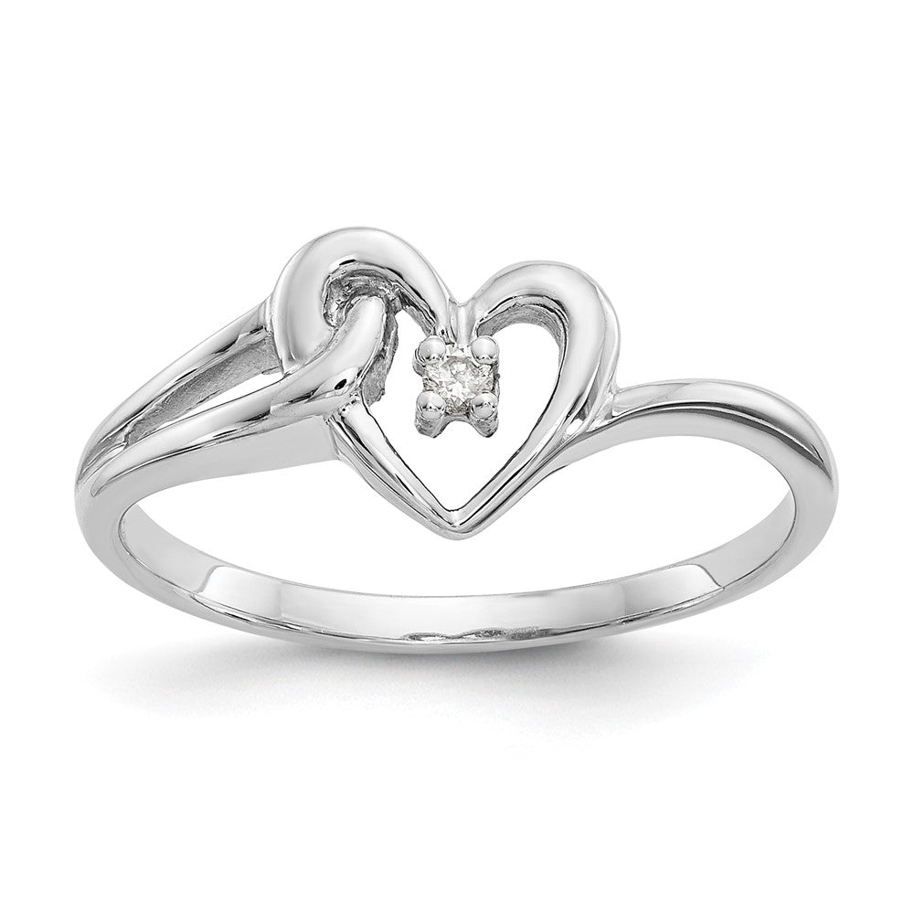 14K White Gold Aaa Diamond Heart Ring