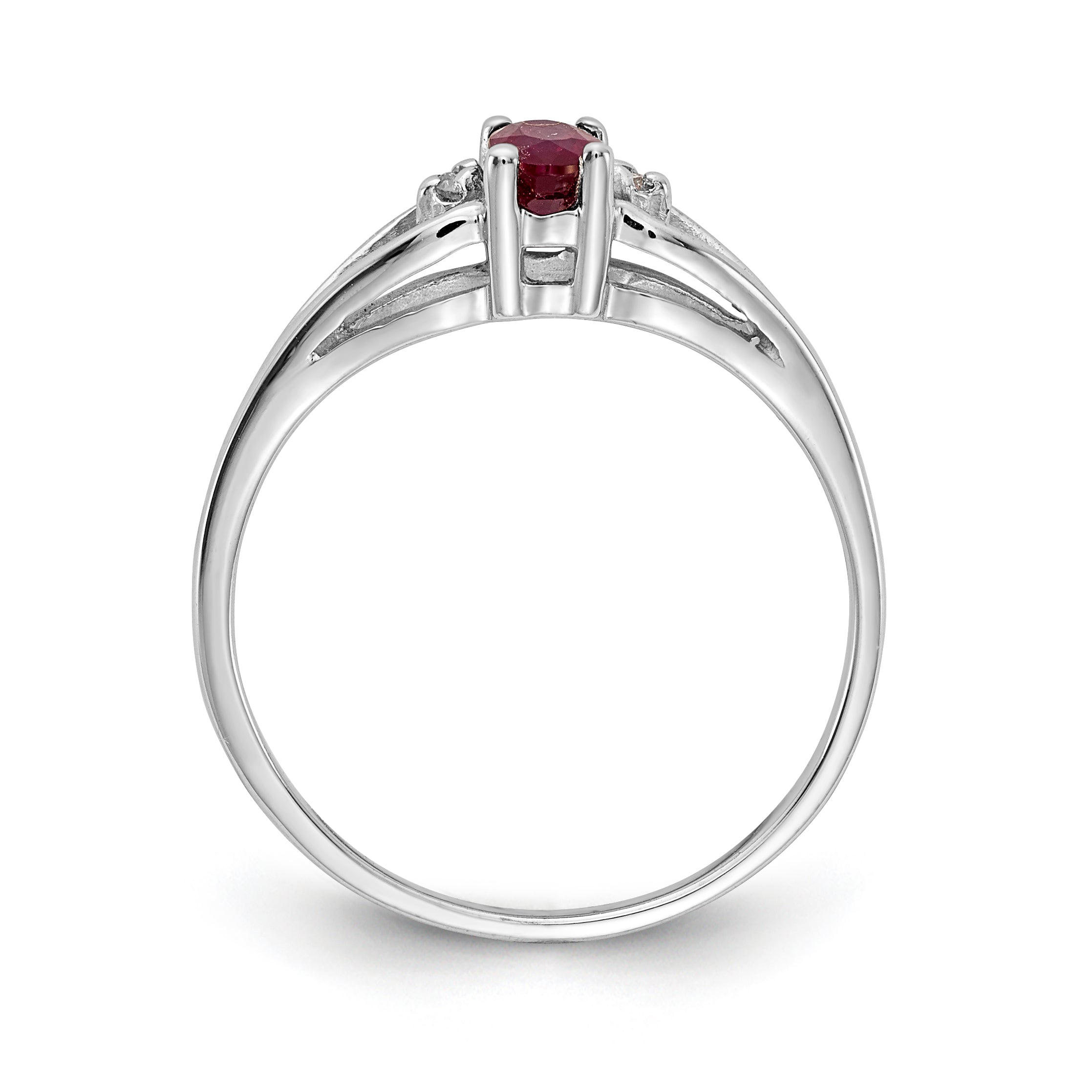 14K White Gold 5X3mm Oval Ruby Vs Diamond Ring