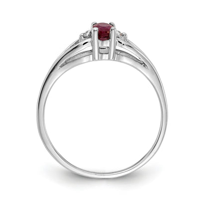 14K White Gold 5X3mm Oval Ruby A Diamond Ring