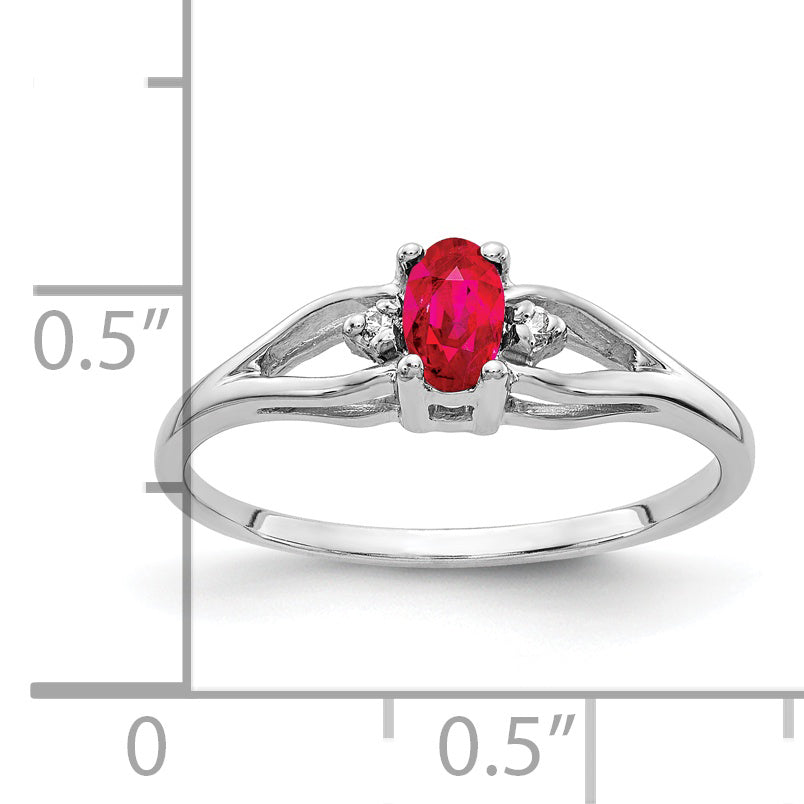 14K White Gold 5X3mm Oval Ruby Aaa Diamond Ring