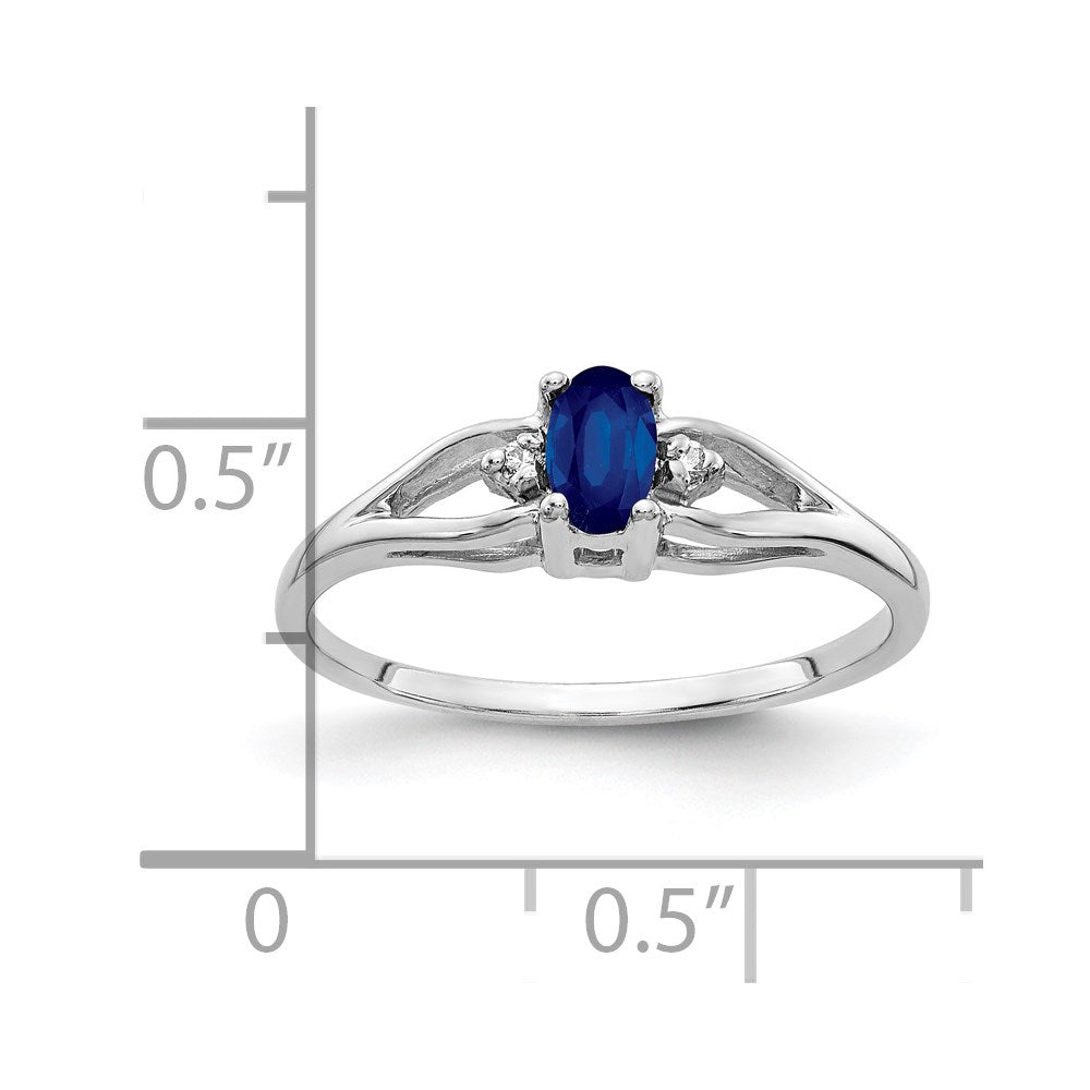 14K White Gold 5X3mm Oval Sapphire A Diamond Ring