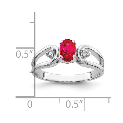 14k White Gold 6x4mm Oval Ruby VS Real Diamond ring