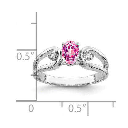 14k White Gold 6x4mm Oval Pink Sapphire A Real Diamond ring