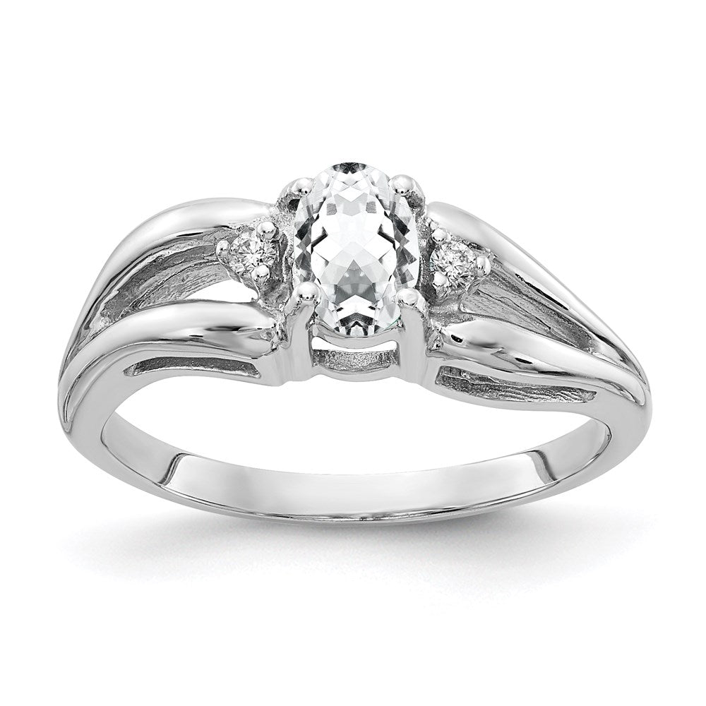 14k White Gold 6x4mm Oval Cubic Zirconia VS Real Diamond ring