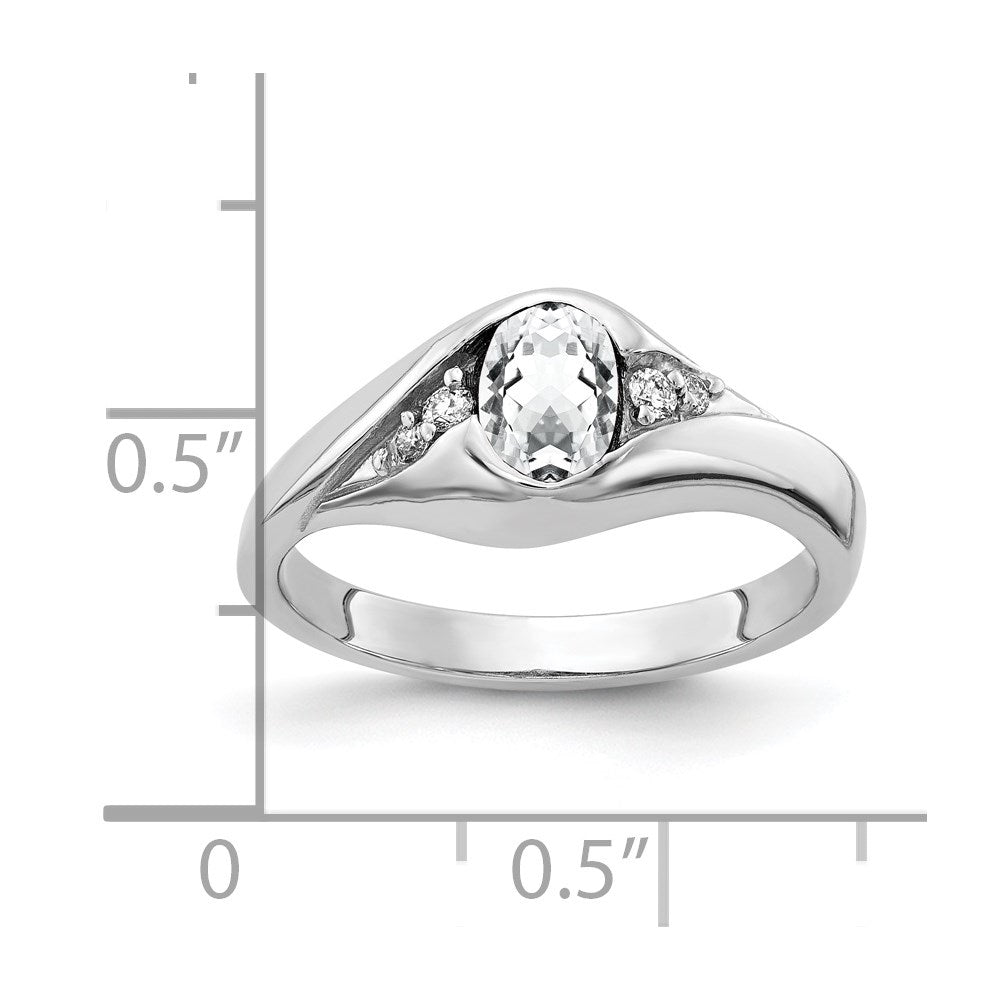 14k White Gold 6x4mm Oval Cubic Zirconia AA Real Diamond ring