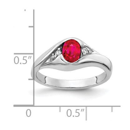 14k White Gold 6x4mm Oval Ruby VS Real Diamond ring