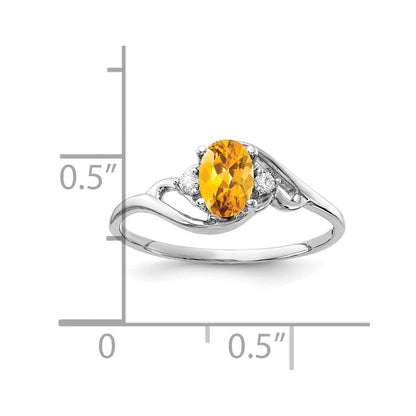 14k White Gold 6x4mm Oval Citrine Checker A Real Diamond ring