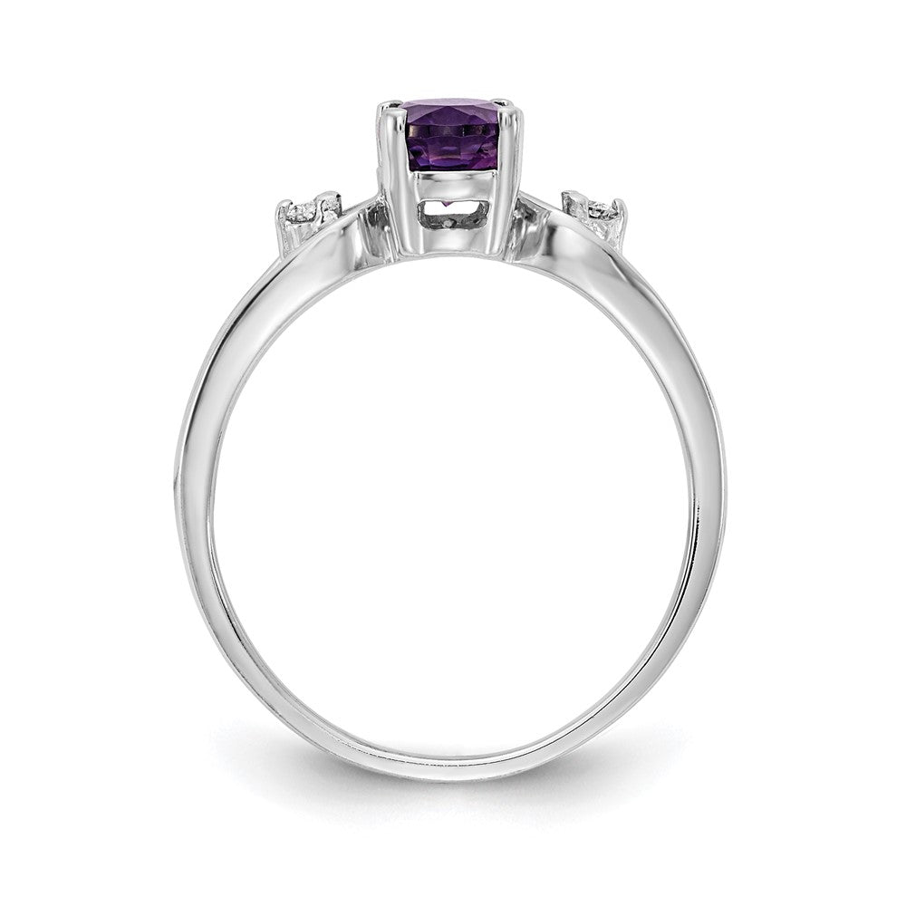 14K White Gold 7X5mm Oval Amethyst Vs Diamond Ring