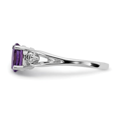 14K White Gold 7X5mm Oval Amethyst Vs Diamond Ring